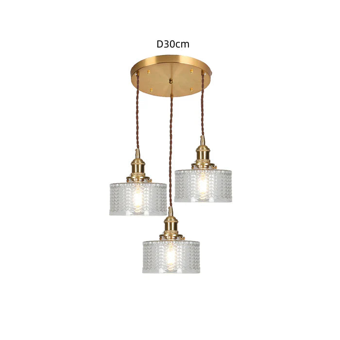 Vintage Cilindervormige Glazen Hanglamp met Traditioneel Design