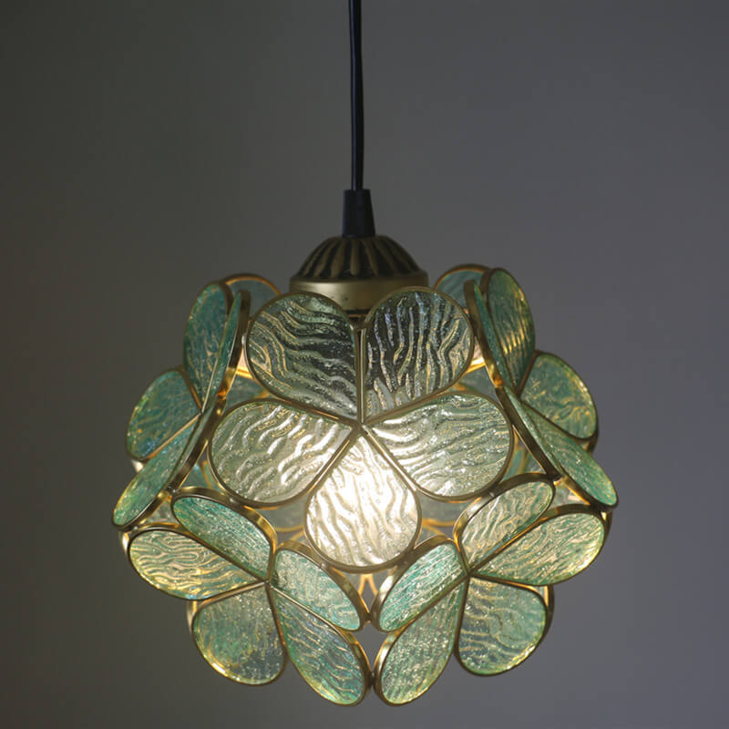 Vintage Glazen Hanglamp – Kleurrijk Handgemaakt Design