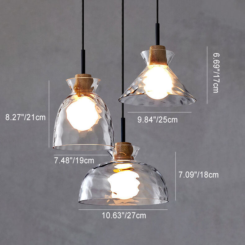 Moderne Glazen Hanglamp met Houten Accenten – Diverse Designs