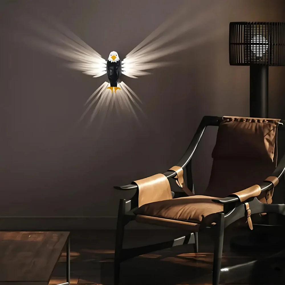 Draadloze Wandlamp – Adelaar, Uil, Pauw of Gewei Design