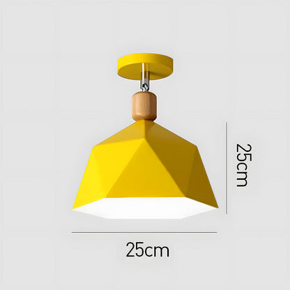 Läila – Scandinavische Plafondlamp met Geometrisch Design & Houten Accent