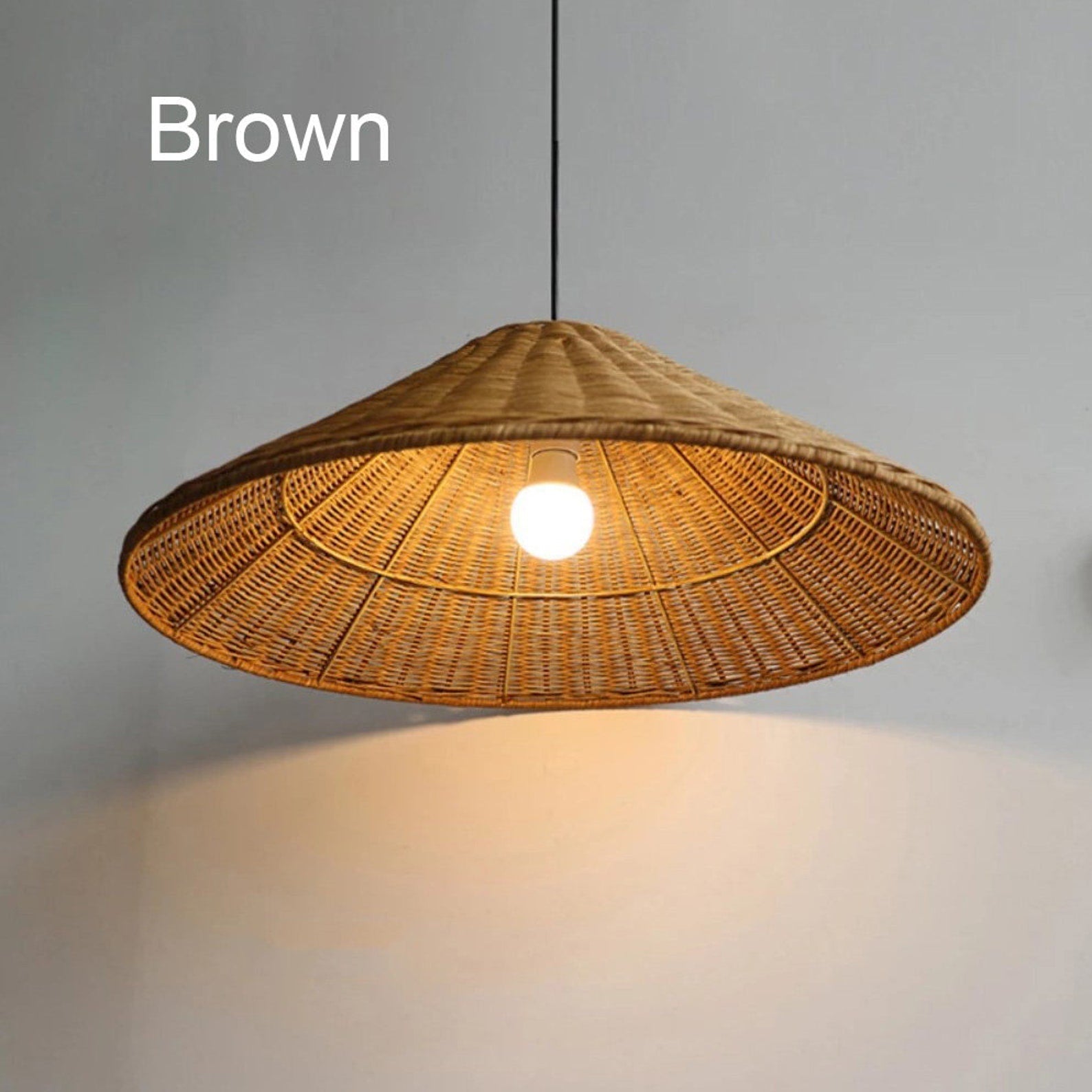 Retro Handgeweven Kegelvormige Rattan Hanglamp