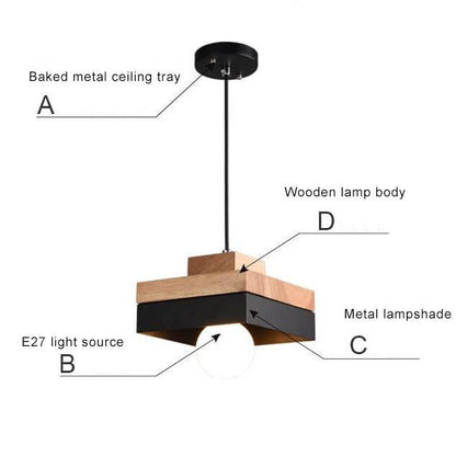 Moderne Hanglamp van Metaal en Hout – Zwart of Wit met Verstelbaar Snoer