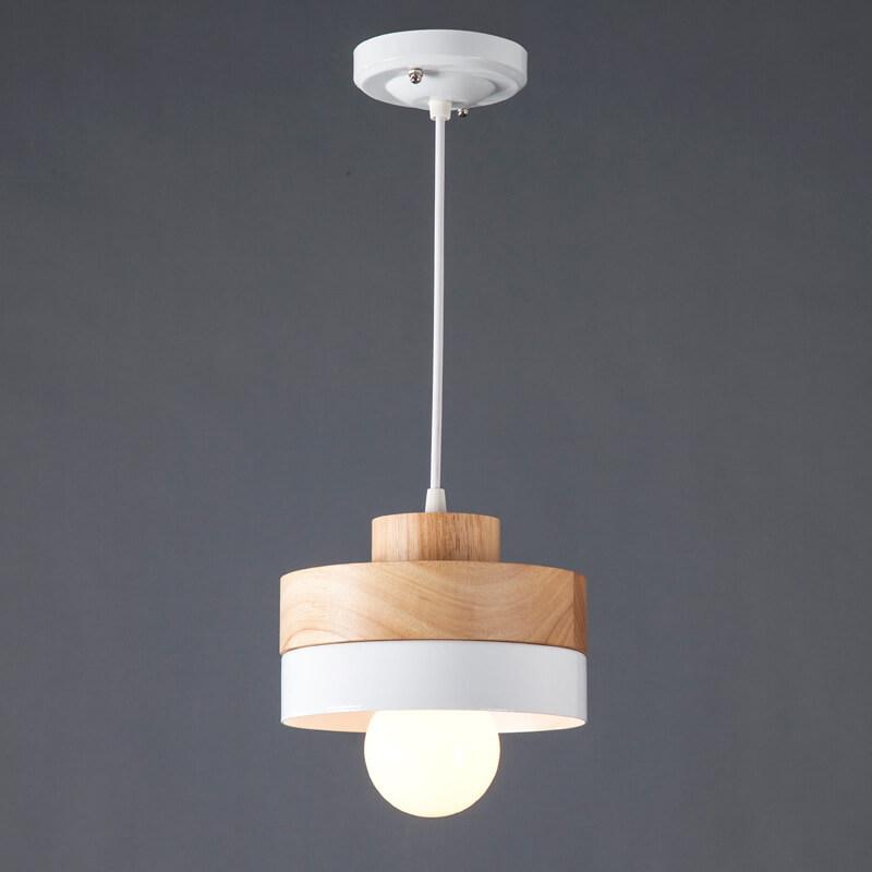 Moderne Hanglamp van Metaal en Hout – Zwart of Wit met Verstelbaar Snoer