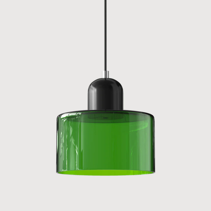 Tusa – Retro Hanglamp met Oranje Glazen Kap & Groene Bovenzijde