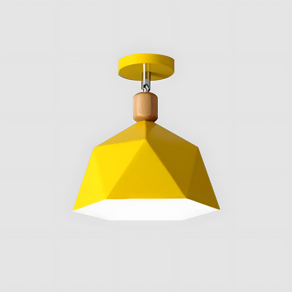 Läila – Scandinavische Plafondlamp met Geometrisch Design & Houten Accent