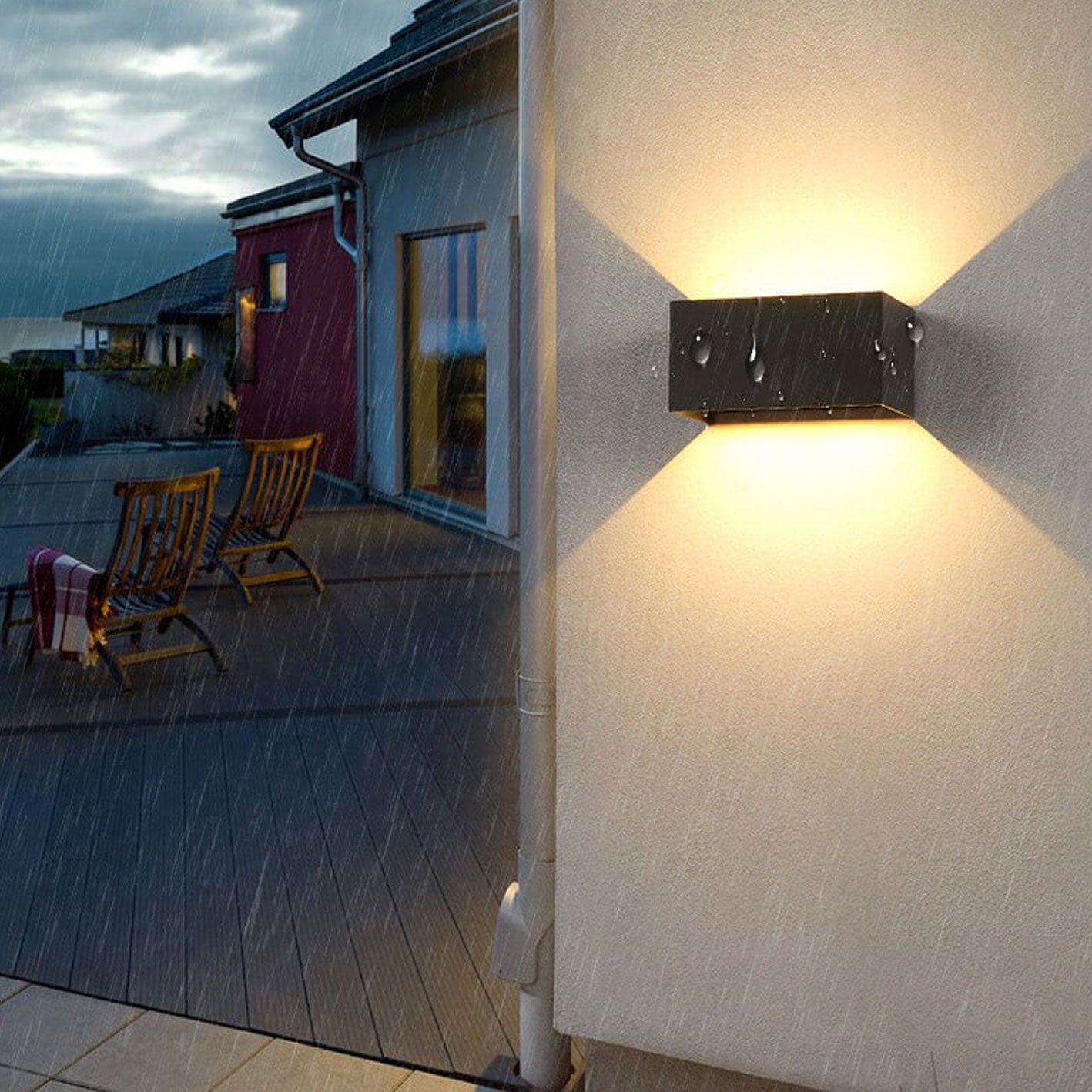 Moderne LED Up & Down Buitenlamp | Waterdichte Rechthoekige Wandlamp