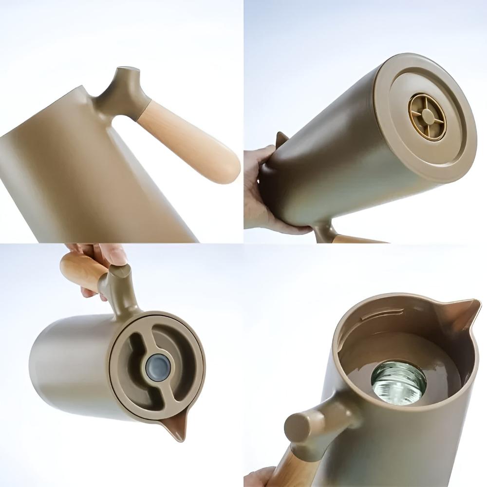 Vacuüm Geïsoleerde Karaf met Houten Handvat – Elegant & Langdurige Warmte/Koude
