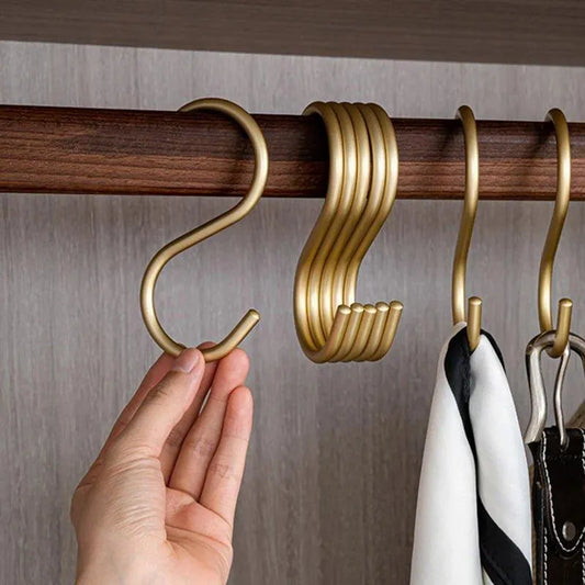 Elegante S-Vormige Haakhouders – Set van 5 Luxe Metalen Hangers in Goud of Zilver