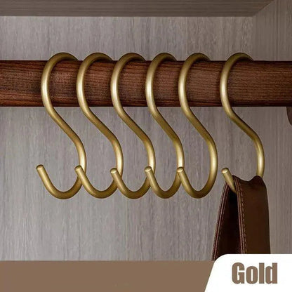 Elegante S-Vormige Haakhouders – Set van 5 Luxe Metalen Hangers in Goud of Zilver