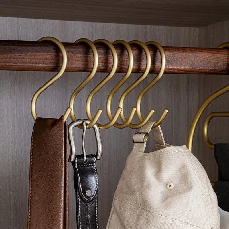 Elegante S-Vormige Haakhouders – Set van 5 Luxe Metalen Hangers in Goud of Zilver