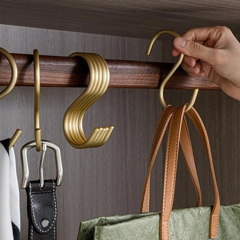 Elegante S-Vormige Haakhouders – Set van 5 Luxe Metalen Hangers in Goud of Zilver