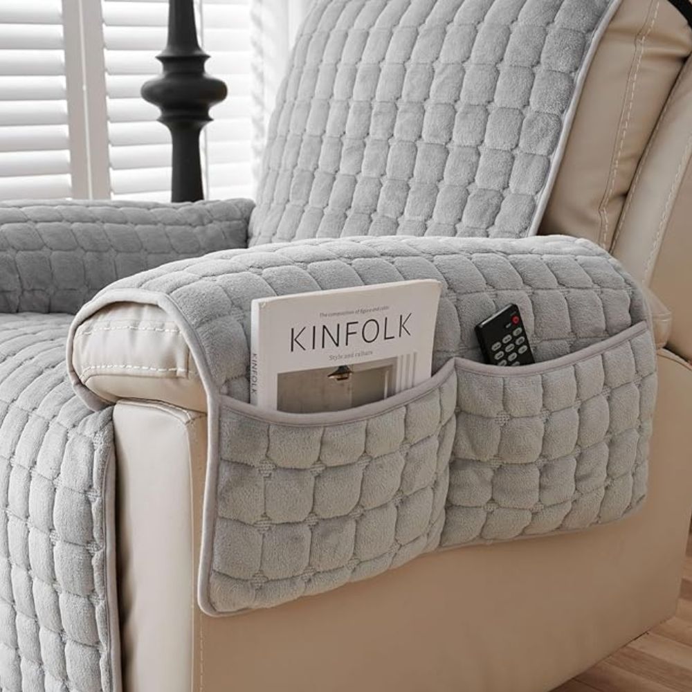 Gewatteerde Fauteuilbeschermer | Antislip Microvezel Fauteuilhoes Met Opbergvak