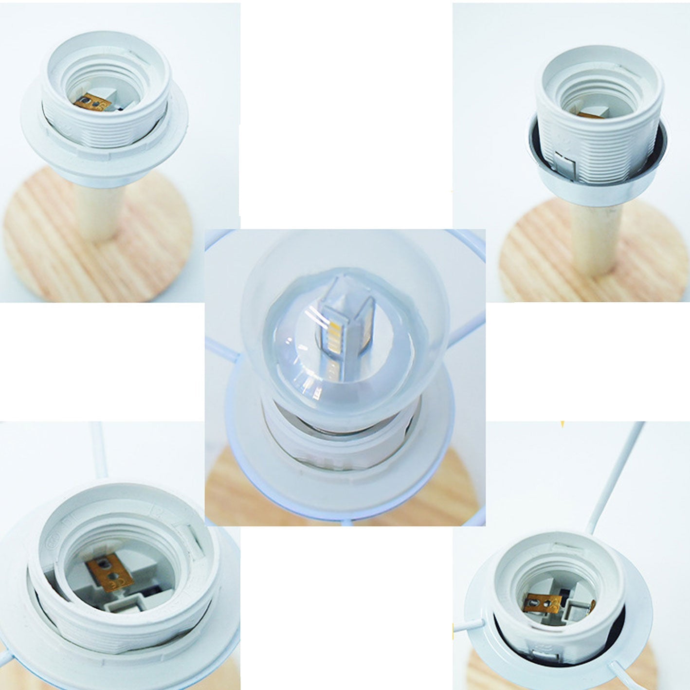 Moderne Tafellamp van Linnen, Metaal en Hout – Geïntegreerde LED met USB/Plug-In