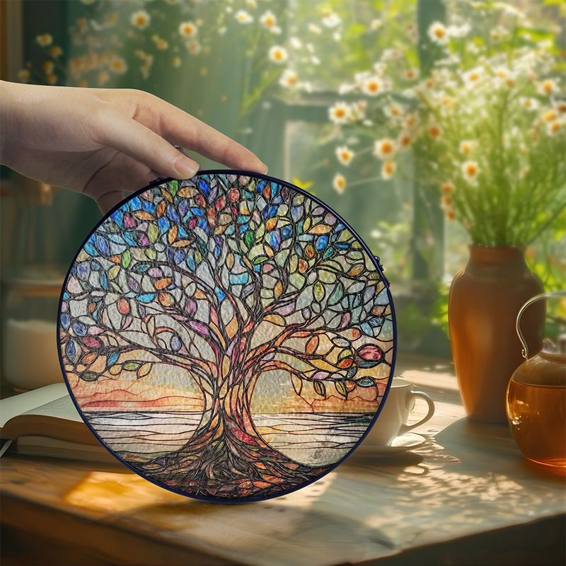 Handgemaakte Glas-in-lood Levensboom Zonnevanger