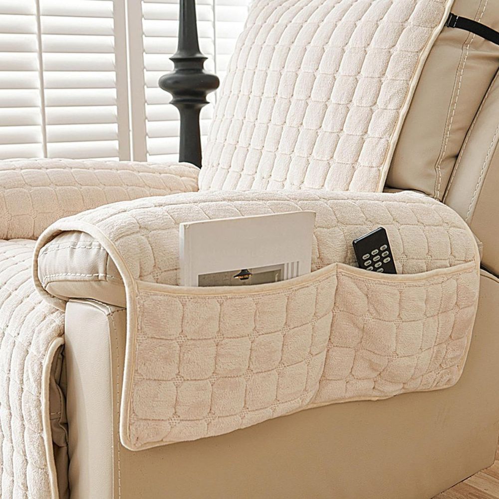 Gewatteerde Fauteuilbeschermer | Antislip Microvezel Fauteuilhoes Met Opbergvak