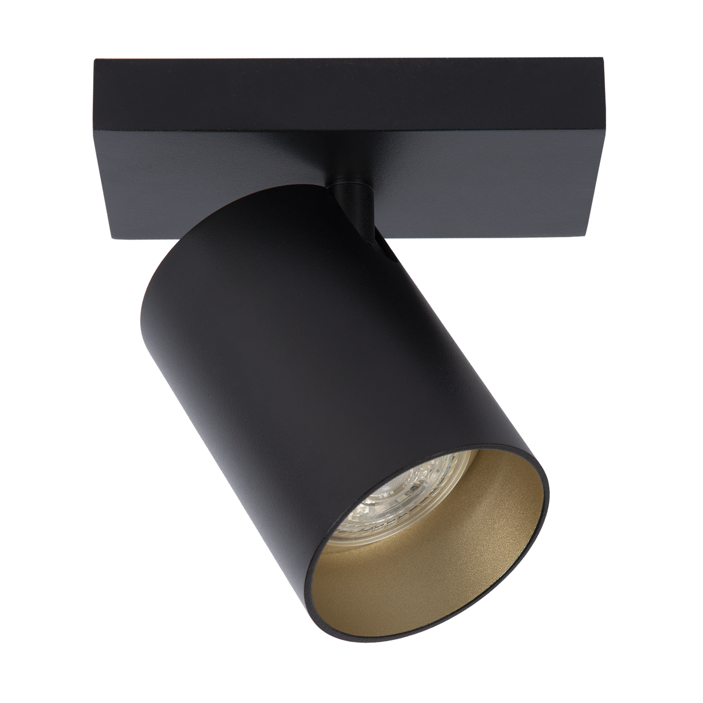 Uno – Plafondlamp van Zwart Metaal met Gouden Binnenzijde