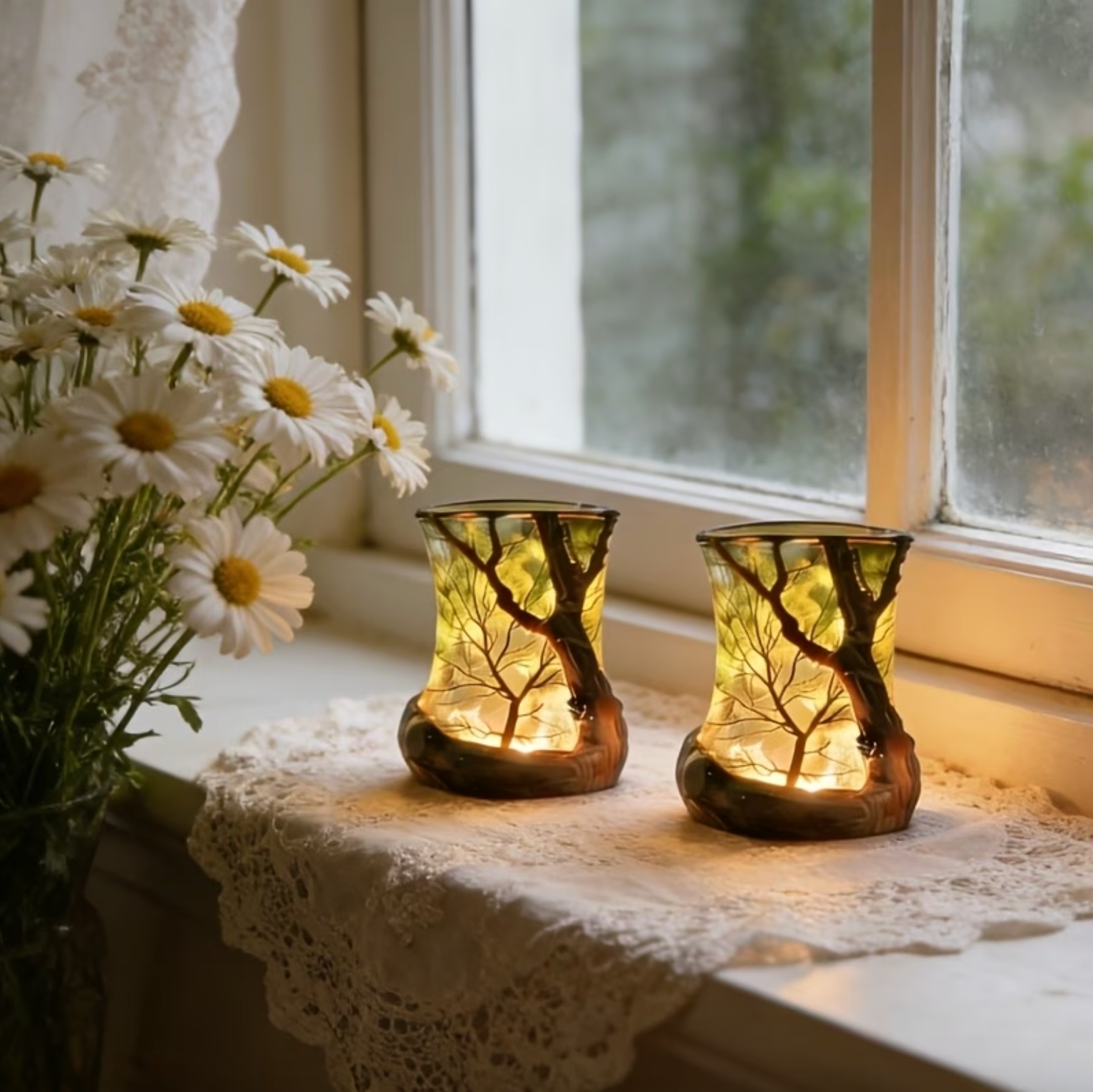 Decoratieve LED Tafellamp – Sfeerlamp met Boomtak Design