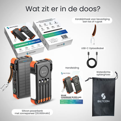 Lumio – Extra Krachtige Solar Powerbank 20000mAh met zonnepaneel & draadloos opladen