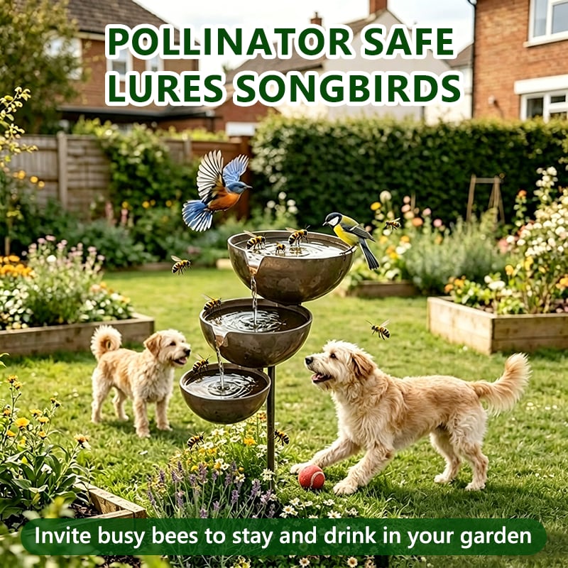 Metalen Vogelbad met Regenwateropvang | Decoratief Vogelbad voor Tuin
