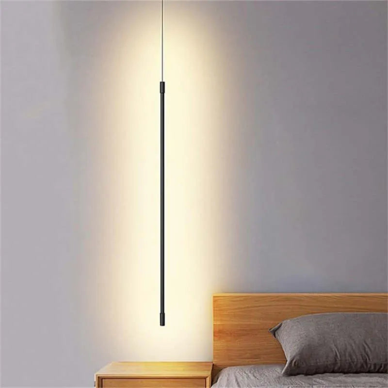 Minimalistische Zwarte Lineaire Hanglamp met Modern Metalen Design en LED Verlichting