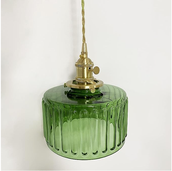 Vintage Cilindervormige Glazen Hanglamp met Traditioneel Design