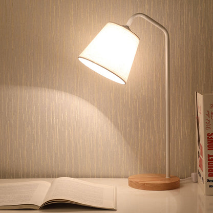 Moderne Tafellamp van Linnen, Metaal en Hout – Geïntegreerde LED met USB/Plug-In