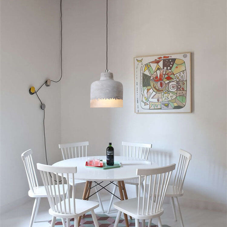 Industriële Hanglamp van Cement en Metaal – Grijs met Verstelbare Hoogte