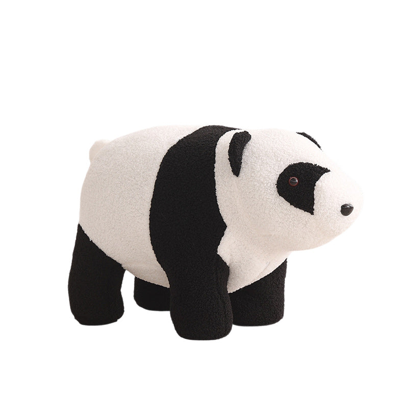 Pluche Kinderkrukje in Teddy Fleece met Houten Frame voor Woonkamer en Slaapkamer