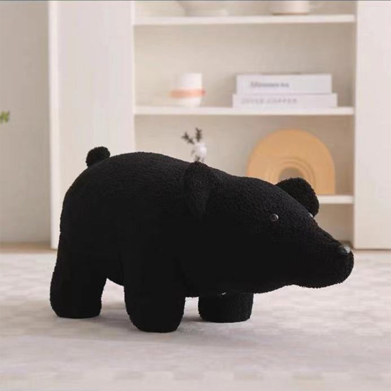 Pluche Kinderkrukje in Teddy Fleece met Houten Frame voor Woonkamer en Slaapkamer