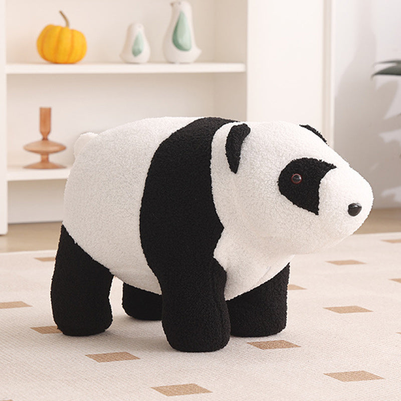 Pluche Kinderkrukje in Teddy Fleece met Houten Frame voor Woonkamer en Slaapkamer