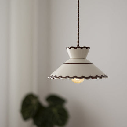 Franse Keramische Hanglamp – Minimalistische Kegelvorm, E26 Fitting