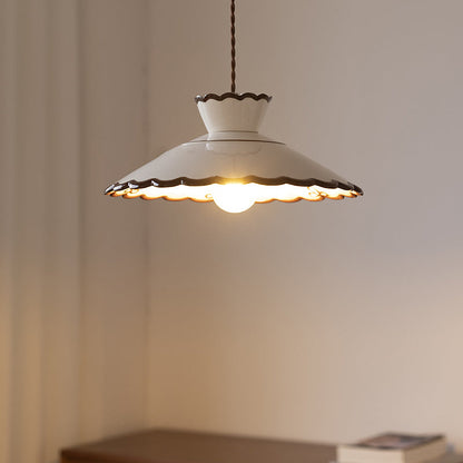 Franse Keramische Hanglamp – Minimalistische Kegelvorm, E26 Fitting