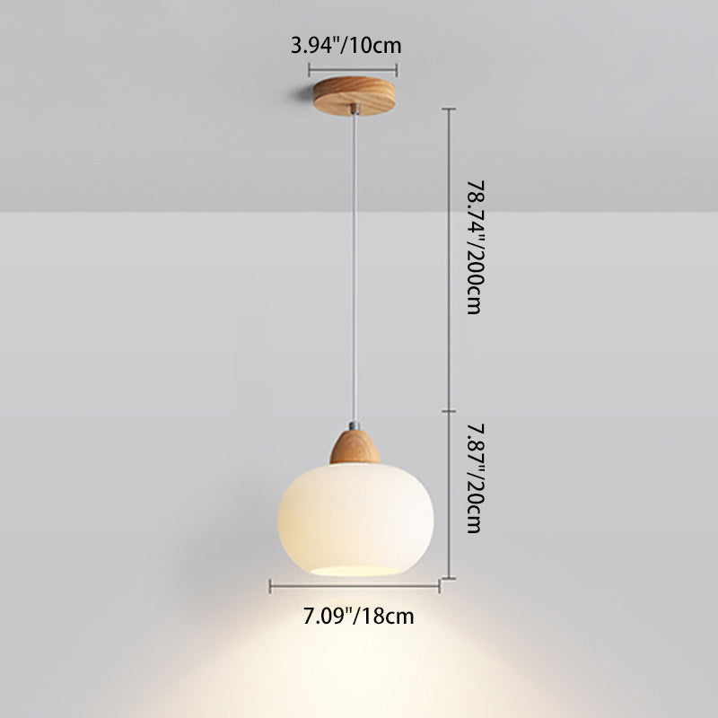 Scandinavische Houten Hanglamp – Witte Glazen Kap – Persimmon Design