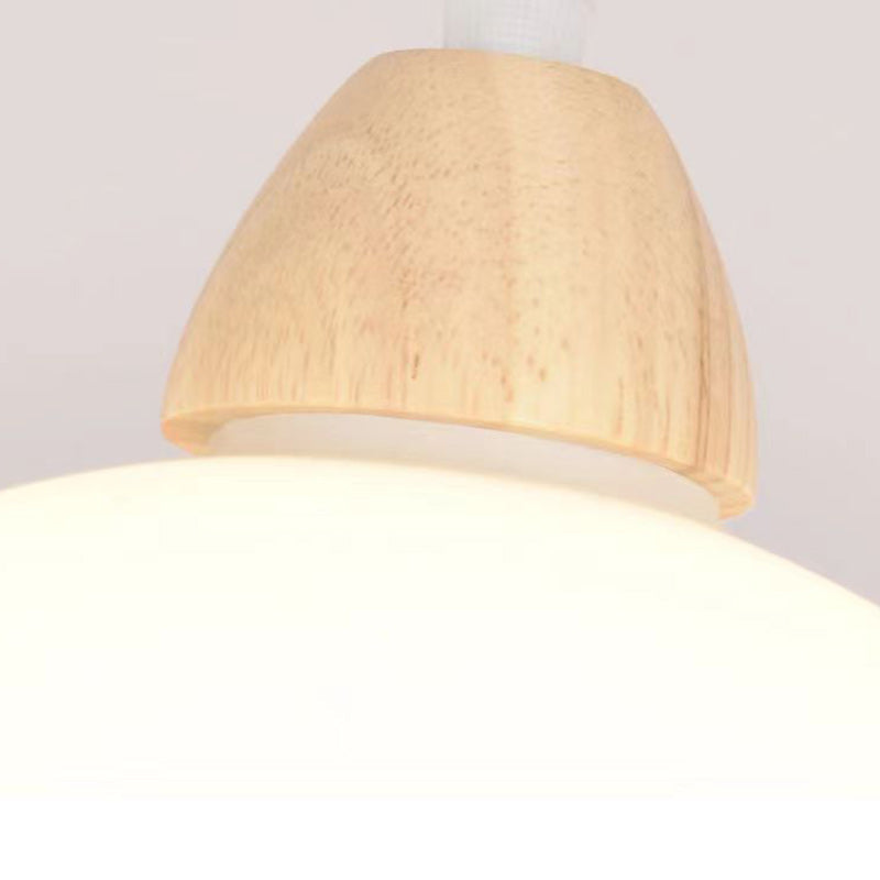 Scandinavische Houten Hanglamp – Witte Glazen Kap – Persimmon Design