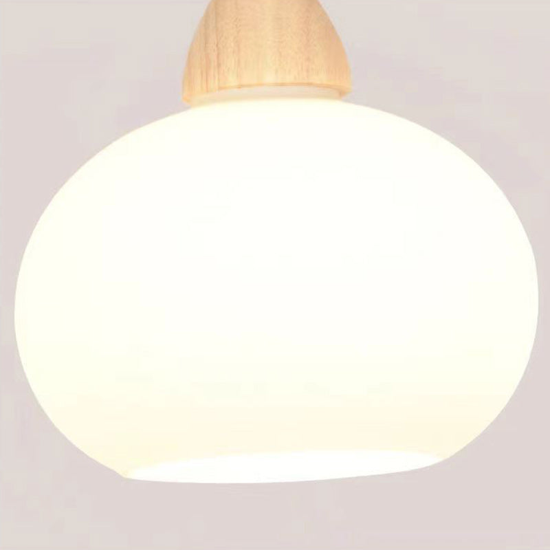 Scandinavische Houten Hanglamp – Witte Glazen Kap – Persimmon Design