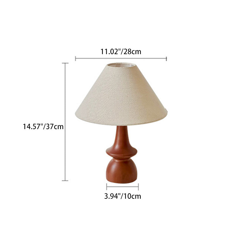 Vintage Tafellamp met Wintersfeer – Walnoothout & Linnen Kap – Retro Design