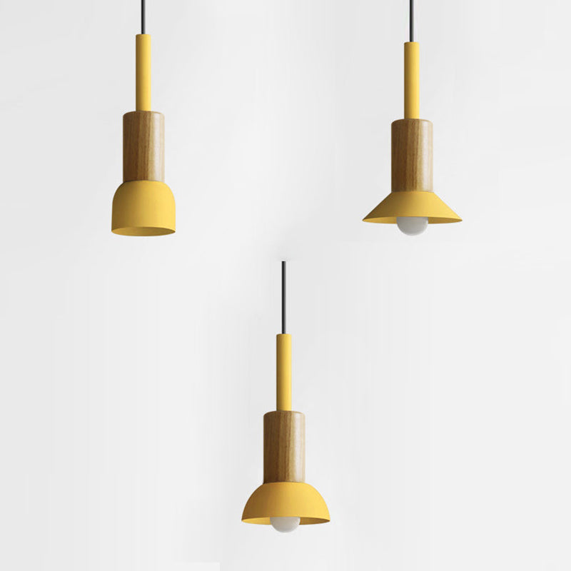 Scandinavische Houten Hanglamp – Roze / Geel / Groen – E26 Fitting