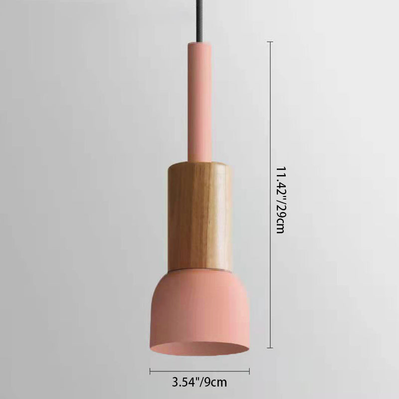 Scandinavische Houten Hanglamp – Roze / Geel / Groen – E26 Fitting