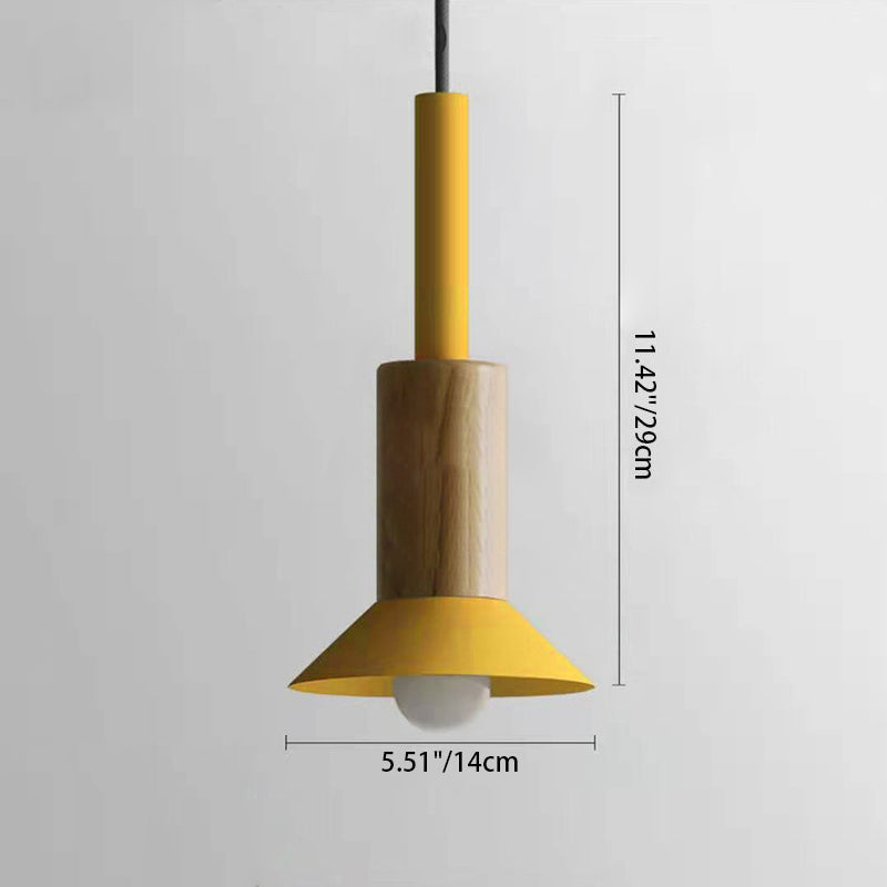 Scandinavische Houten Hanglamp – Roze / Geel / Groen – E26 Fitting