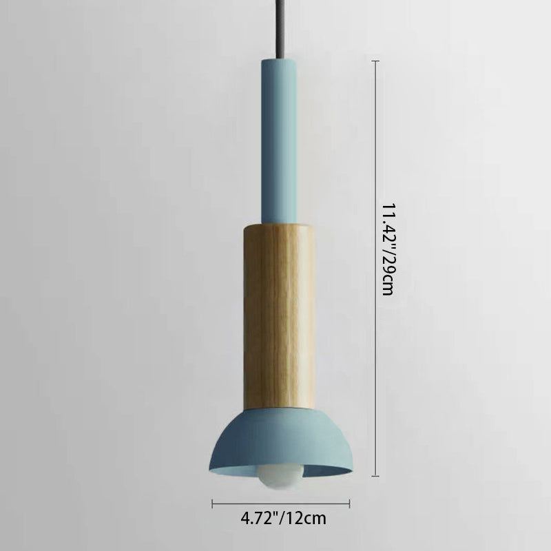 Scandinavische Houten Hanglamp – Roze / Geel / Groen – E26 Fitting