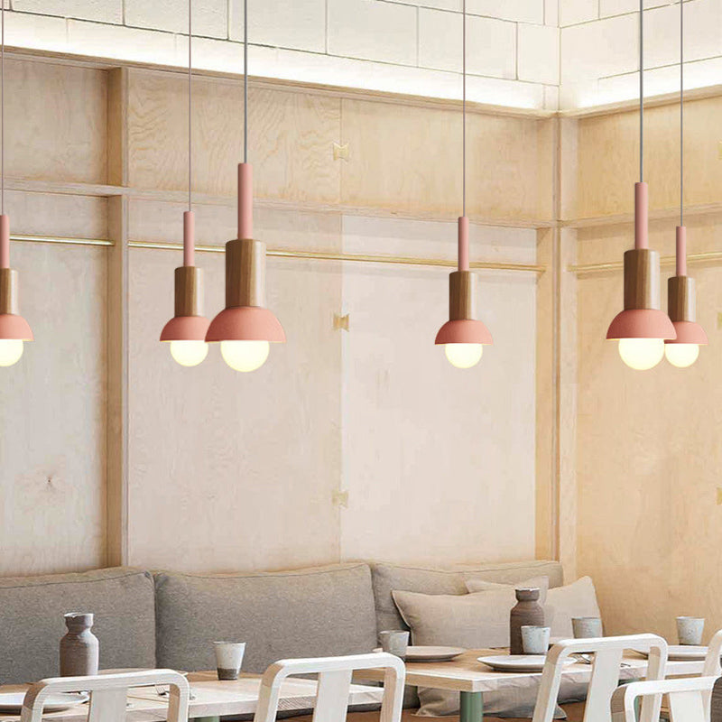 Scandinavische Houten Hanglamp – Roze / Geel / Groen – E26 Fitting