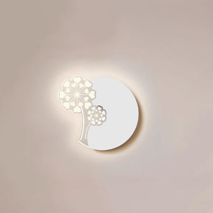 Minimalistische LED Wandlamp met Natuurmotief – Paardenbloem, Veer, Ginkgo Blad of Klavertjevier