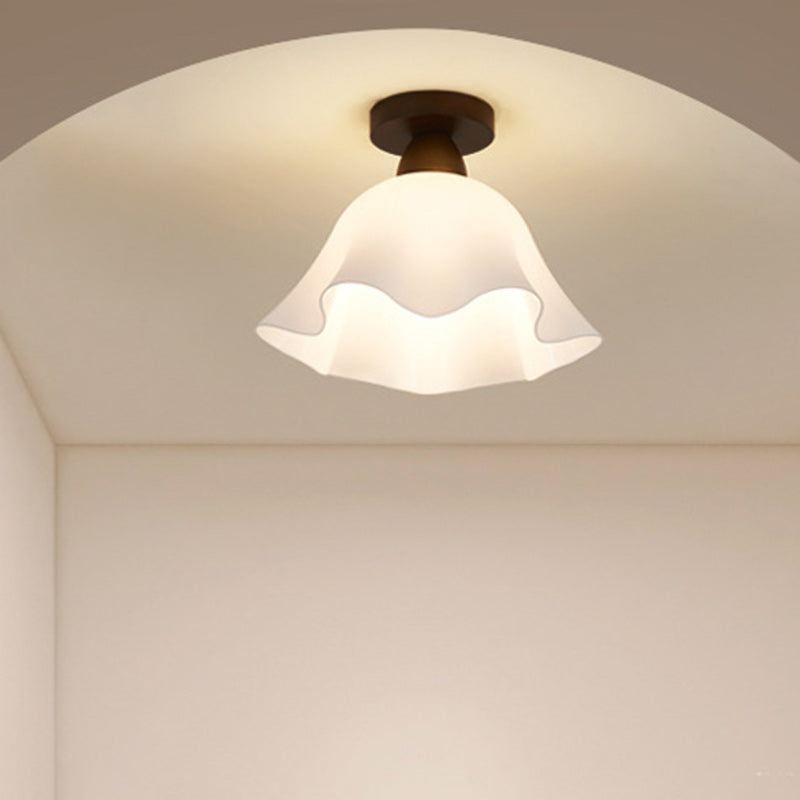 Minimalistische Scandinavische Plafondlamp – Hout & Glas – Wit – 220-240V (1 Lichtbron)