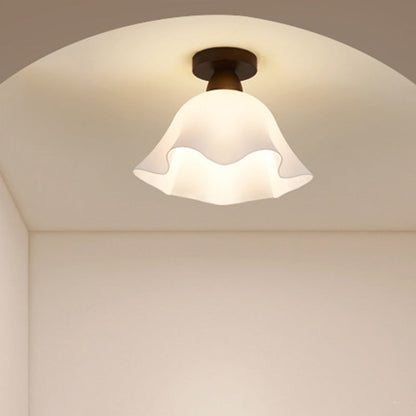 Minimalistische Scandinavische Plafondlamp – Hout & Glas – Wit – 220-240V (1 Lichtbron)