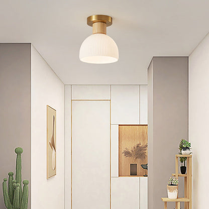 Minimalistische Scandinavische Plafondlamp – Hout & Glas – Wit – 220-240V (1 Lichtbron)