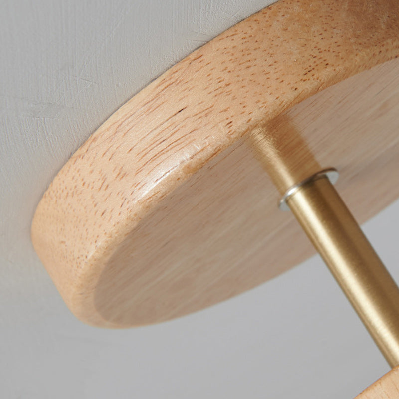 Minimalistische Scandinavische Plafondlamp – Hout & Glas – Wit – 220-240V (1 Lichtbron)