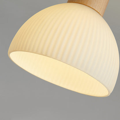 Minimalistische Scandinavische Plafondlamp – Hout & Glas – Wit – 220-240V (1 Lichtbron)