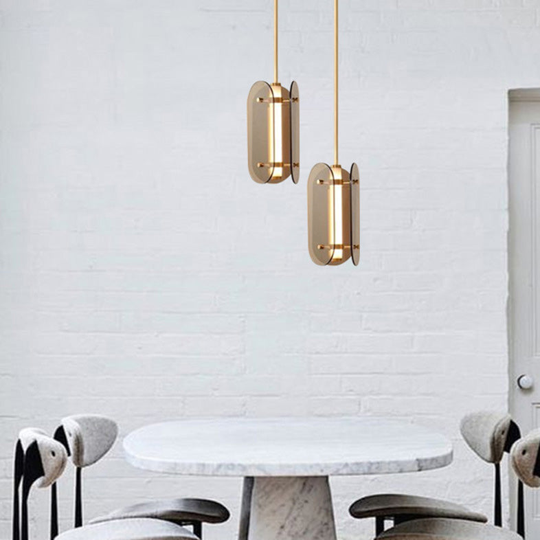 Minimalistische LED Hanglamp – Grijs/Amber – (1 Lichtbron)