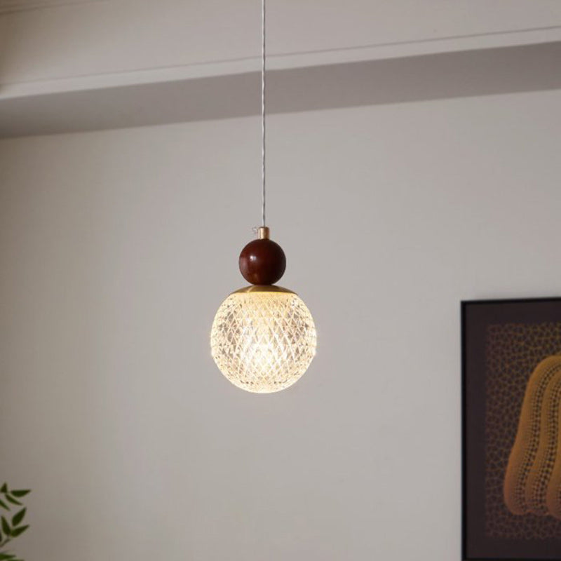 Minimalistische Walnoot Houten Hanglamp – Modern Acryl/IJzer – E26 Fitting